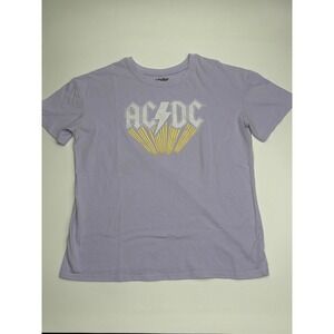 AC/DC Kids Lavender Purple Graphic Band T-Shirt XXL 18 Short Sleeve Crew Neck